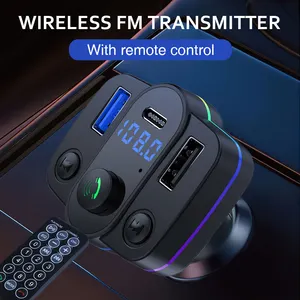 M45 MP3 player para carro transmissor FM com carregamento rápido duplo USB BT 5.3 A2DP controle remoto de áudio FM modulador