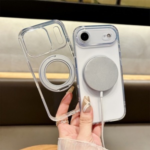 Anti-Fall <b>PC</b> TPU Bumper Hard Acrylic <b>Wireless</b> Charging 360 Rotating Holder Phone Case Cover for iPhone 17 Pro Max Air - Product Image 4