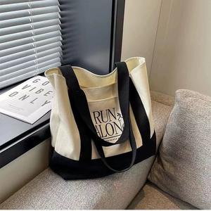 Nuevo bolso de hombro de lona impreso de gran capacidad, venta al por mayor, bolso de compras de mano para estudiantes universitarios - Product Image 3