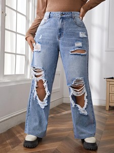 Nuevos Jeans de <span class=keywords><strong>Mujer</strong></span> de Cintura Alta y Pierna Ancha, Multifuncionales, <span class=keywords><strong>Rotos</strong></span>, Venta Directa de Fábrica, Cómodos, Modernos y Asequibles - Product Image 6