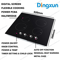 Kompor Induksi Listrik 4 Tungku 6000W Kontrol Tombol Panel Microlite Terpasang & Meja Dapur Rumah Tangga OEM