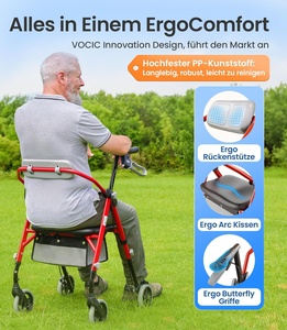 Déambulateur pliant léger en aluminium avec siège, hauteur réglable, <span class=keywords><strong>aide</strong></span> <span class=keywords><strong>à</strong></span> la mobilité médicale <span class=keywords><strong>pour</strong></span> personnes âgées, handicapées et <span class=keywords><strong>seniors</strong></span> - Product Image 3