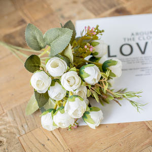 Bouquet de fleurs artificielles mini-roses à 7 branches et 15 têtes, bouquet de roses <span class=keywords><strong>fax</strong></span> pour mariage, décoration de la maison et du bureau - Product Image 3