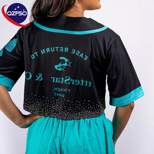 QZFSO Custom Sublimation Soccer T Shirt American Football Uniform <b>Top</b> <b>Rhinestone</b> <b>Mesh</b> Fabric Rugby Sport Jersey for Women - Product Image 1