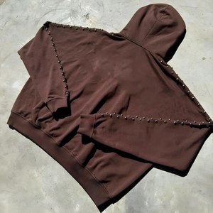 Sudadera con Capucha de Invierno, Tejido Sólido, Holgada, 100% Algodón, Transpirable, Extra Grande, con Cierre, Estampado de Serigrafía, Remaches de Estrás y Capucha - Product Image 4