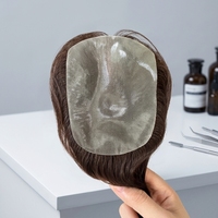 Toupet en cheveux humains vierges non traités 100% alignés sur les cuticules, base en peau fine, PU Toper, remplacement capillaire en poly