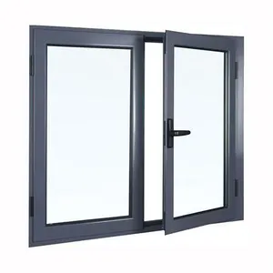 隔音双层玻璃隔热铝玻璃平开窗设计高冲击能效铝窗