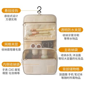 Toiletry <b>Bag</b> Double Layer Water Resistant Oxford Fabric Hook Type Multifunction Modern Bathroom <b>Storage</b> Rectangle 33x15x85cm - Product Image 3