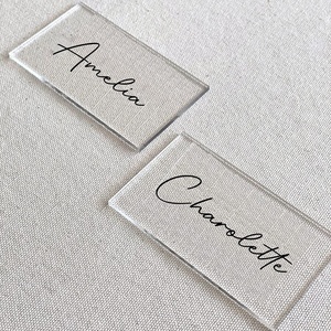 Cartes de place en acrylique clair chaud carte de <span class=keywords><strong>lieu</strong></span> d'invité de mariage décor de mariage cartes de place et numéros de Table pour la réception de mariage - Product Image 4