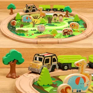 32 लकड़ी जंगल जानवरों बिजली ट्रैक ट्रेन खिलौना शैक्षिक बच्चों ट्रेन बच्चों के कारों के लिए 2022 लोकप्रिय मॉडल बिल्डिंग खिलौने