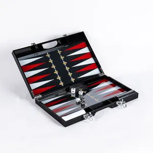 High Gloss Black Acrylic Backgammon Set With White and Black Checkers Backgammon Table Board Game