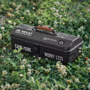 LFEDC アウトドアキャンプ用ポータブルメタル収納カスタマイズ可能ODM 14インチロングブラックグリーンホワイトレッドツールボックス（レザーハンドル付き） - Product Image 5