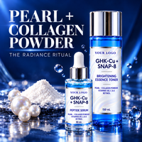 Ensemble de soins de la peau au peptide de cuivre GHK-Cu en marque propre avec crème éclaircissante, tonique au collagène et sérum facial pour une peau éclatante