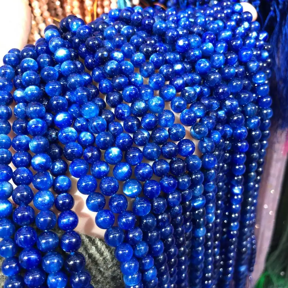 Natural blue kyanite Quartz Jewelry gemstone beads loose semi-precious stone Round polished DIY 802062