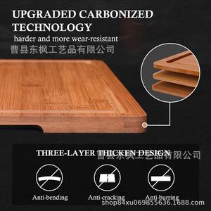 Empure Wooden Cutting Board <b>Set</b> 3 Pieces Carbonized Bamboo Rectangle Multifunction For Fruits Vegetables Cooked Food With Base - Product Image 5
