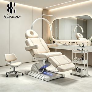 Manufacturer Professional Luxury Beauty Salon Beauty Bed 4 Motor Electric Massage Cosmetic Bed Eye Lash Facial Bed With <b>Lamp</b> - Product Image 1
