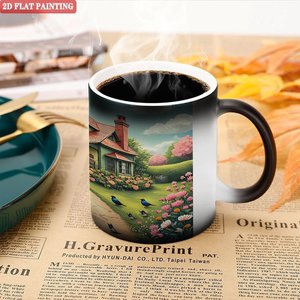Simple Modern Kitchen Essential Mug Frosted Black 11oz <b>Ceramic</b> Heat Sensitive Magic <b>Cup</b> - Product Image 5