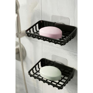 Support mural minimaliste en plastique noir pour savon, avec ventouse, rectangulaire, auto-drainant, pour salle de bain et cuisine - Product Image 3