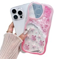 Coque de téléphone portable INS Ocean rose papillon avec chaîne pour iPhone 16 Plus 15 17 Pro Max, motif crème, coque arrière