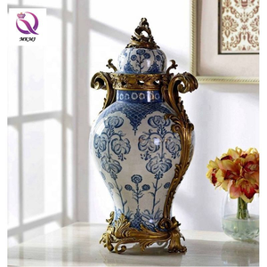 Grand et luxueux pot général en porcelaine bleue et blanche pour salon décoration de la maison pot de gingembre <span class=keywords><strong>vase</strong></span> décoratif - Product Image 5