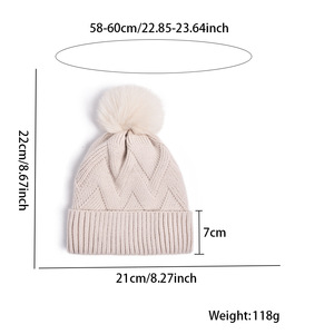 Gorro de Punto ODM con Pompón, Diseño de Logotipo Bordado Personalizado, Gorro de Invierno Cálido con Borde, Gorro de Acrílico Informal con Pompón para Adultos - Product Image 2