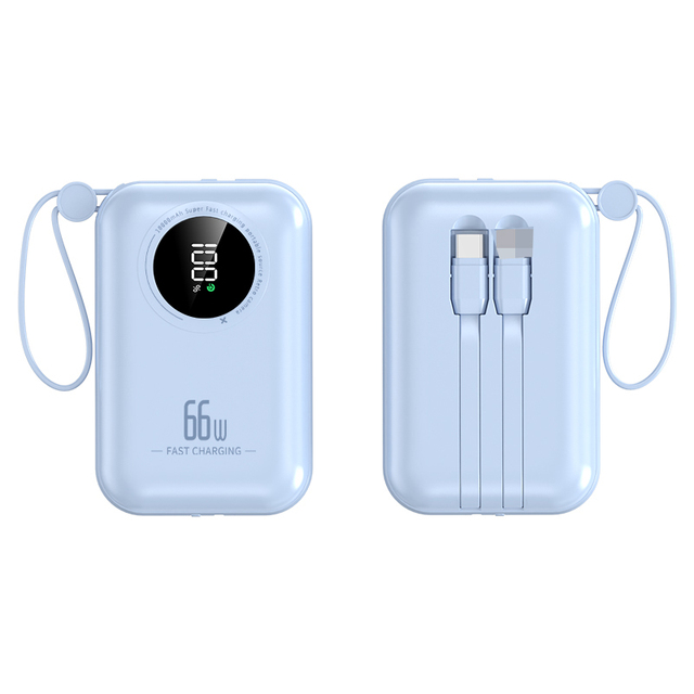 Factory New Mini Power Bank 10000mAh PD3.0 Fast Charging High Capacity Portable Outdoor Charger Built-in Cable 9V Display PVC