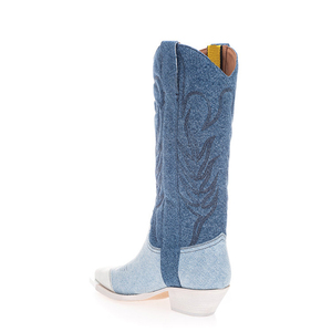 Stivali Western Cowgirl Cowboy stivali alti al ginocchio stivali di marca famosi da <span class=keywords><strong>donna</strong></span> di design <span class=keywords><strong>blu</strong></span> di alta qualità - Product Image 4