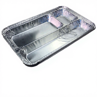 Conteneur alimentaire jetable en aluminium à trois compartiments, utilisation au four, 1400 ml, emballage pour la restauration rapide, boîte à lunch écologique et recyclable
