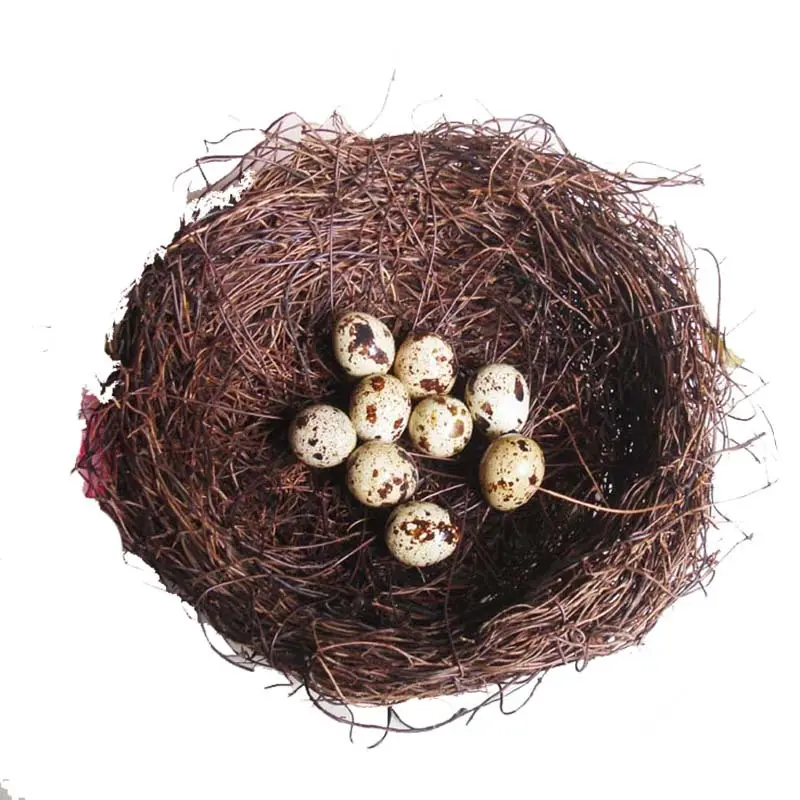 Easter Birds Nest, 1PCS Crafts Handmade Natural Easter Birds Nest Rattan Birds Nest for Garden Yard Home Party Easter Decoration