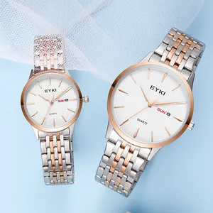 EYKI 럭셔리 커플 시계 남자와 여자 일본 운동 스테인레스 스틸 여성 시계 새로운 디자인 패션 시계 레이디