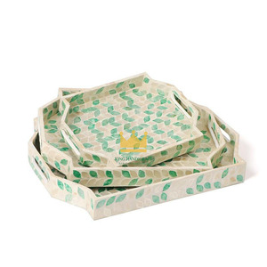 Plateau de service rectangulaire écologique en nacre, couleur personnalisée, décoratif, fait main, polyvalent, luxe simple, Vietnam - Product Image 1