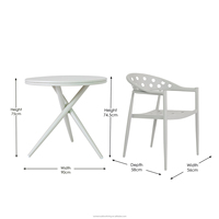 Table de salle à manger OSMEN Belize, ensemble de 5 pièces, table de salle à manger extérieure avec 4 chaises, meubles pour terrasse extérieure