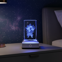 Cube en cristal K9 de haute qualité, gravé au laser 3D, fleur, papillon, base lumineuse LED, tendance de la mode, style amour, trophée, beau cadeau