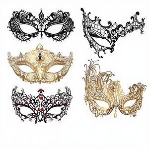Maschera Veneziana in Ferro Elettroplaccato Oro/Argento/Oro Rosa con Diamanti Intarsiati - Product Image 1