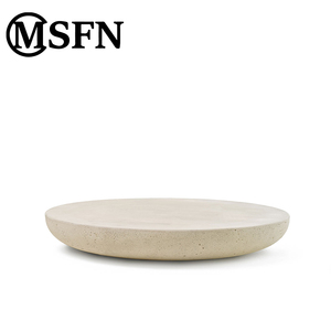 Mesa de Café Moderna com Base em Disco de Microcimento Orgânico, Estilo Wabi Sabi, Acabamento Fosco, Móveis para Sala de Estar - Product Image 3