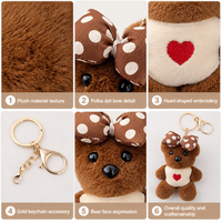 Porte-clés Ours en Peluche Rose Zaves – Écologique, Durable, Adorable, Breloque pour Sac, Doux, pour Sac à Dos, Sac à Main, Clés
