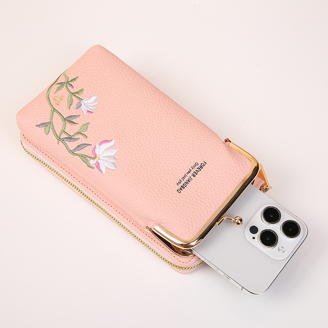 New Embroidered Designer Niche Bag Women's Mobile Phone Wallet Multi-function Shoulder Bag