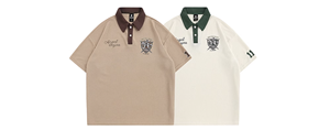 Logo Brodé Personnalisé Design Polo Surdimensionné <span class=keywords><strong>Vintage</strong></span> Lourd T-<span class=keywords><strong>shirt</strong></span> Homme Patchwork Imprimé Unisexe Couple Été - Product Image 3