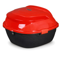 Boîte de rangement arrière étanche rouge et noire pour moto 118L, sacoche arrière en PP pour scooter avec fixation rapide