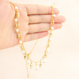 ชุดสร้อยคอและกำไลข้อมือประดับมุกพู่ห้อย ดีไซน์อิตาลี ชุบทอง 21k แฟชั่นเก๋ไก๋ สำหรับผู้หญิง ชุด 2 ชิ้น - Product Image 3