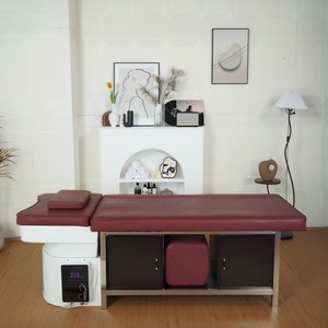 Lit de lavage capillaire professionnel bordeaux avec circulation <span class=keywords><strong>d</strong></span>'eau et armoire, pour salon de coiffure - Product Image 1