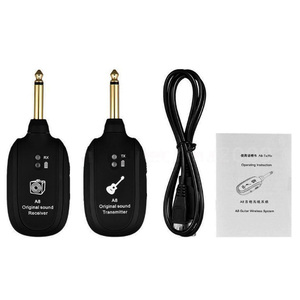 A8 Wiederauf lad bares kabelloses Gitarren effekts ystem Tonabnehmer und Empfänger mit eingebautem Kunststoff batterie verstärker - Product Image 6