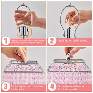 Màu Hồng Đèn Cạnh Giường Ngủ USB C + A Cổng Hiện Đại Lãng Mạn Bàn Trong Nhà Trang Trí Cảm Ứng LED Pha Lê Đêm Bàn Ăn Tối Đèn - Product Image 6