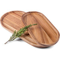 Klassieke ecovriendelijke ovale acaciahouten serveerschalen set van 2 voor thuisfeestjes, kaas, charcuterie, snacks, hapjes, fruitdecoratie