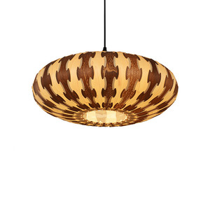 Herma Wooden Oval Pendant <b>Light</b> Led E27 Tea Room <b>Dining</b> Room Decorative Chandelier - Product Image 5