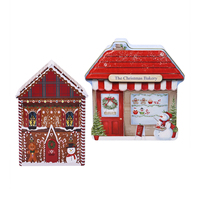 Boîte en métal en forme de maison personnalisée, matériaux recyclés, impression offset 4 couleurs personnalisée pour l'emballage de cadeaux de Noël, biscuits