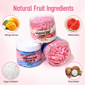 Gommage Fouetté Végétalien Hydratant et Nourrissant au Sucre, Parfum Mangue Pastèque, 200g – Marque Blanche - Product Image 2