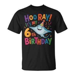 T-shirt It's My 6Th Birthday Stingray pour enfants de 6 ans, chemise de fête d'anniversaire - Product Image 1