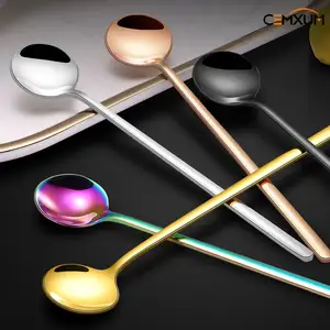 High Quality Custom Stainless Steel Long Handle Mini Tea Spoon Coffee Spoon Ice Cream Spoon