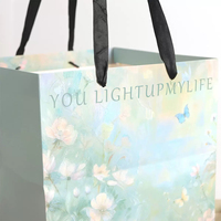 Tas Kado Kertas Bunga Romantis Murah Grosir dengan Pegangan, Kemasan Buket Custom, Tas Pembawa Bunga, Perlengkapan Florist